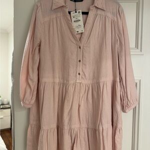 Zara  Pink Button-Down Dress Medium New